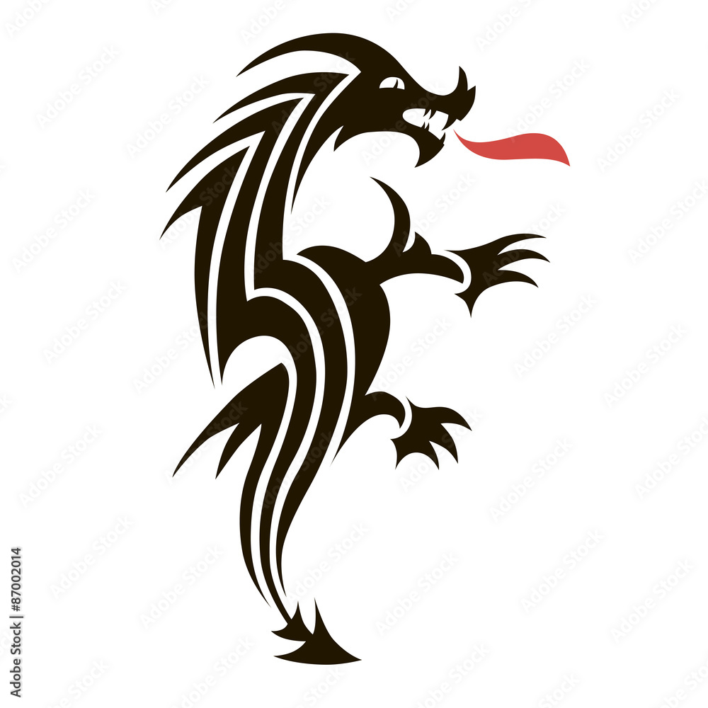 Black dragon with fire Black dragon with fire