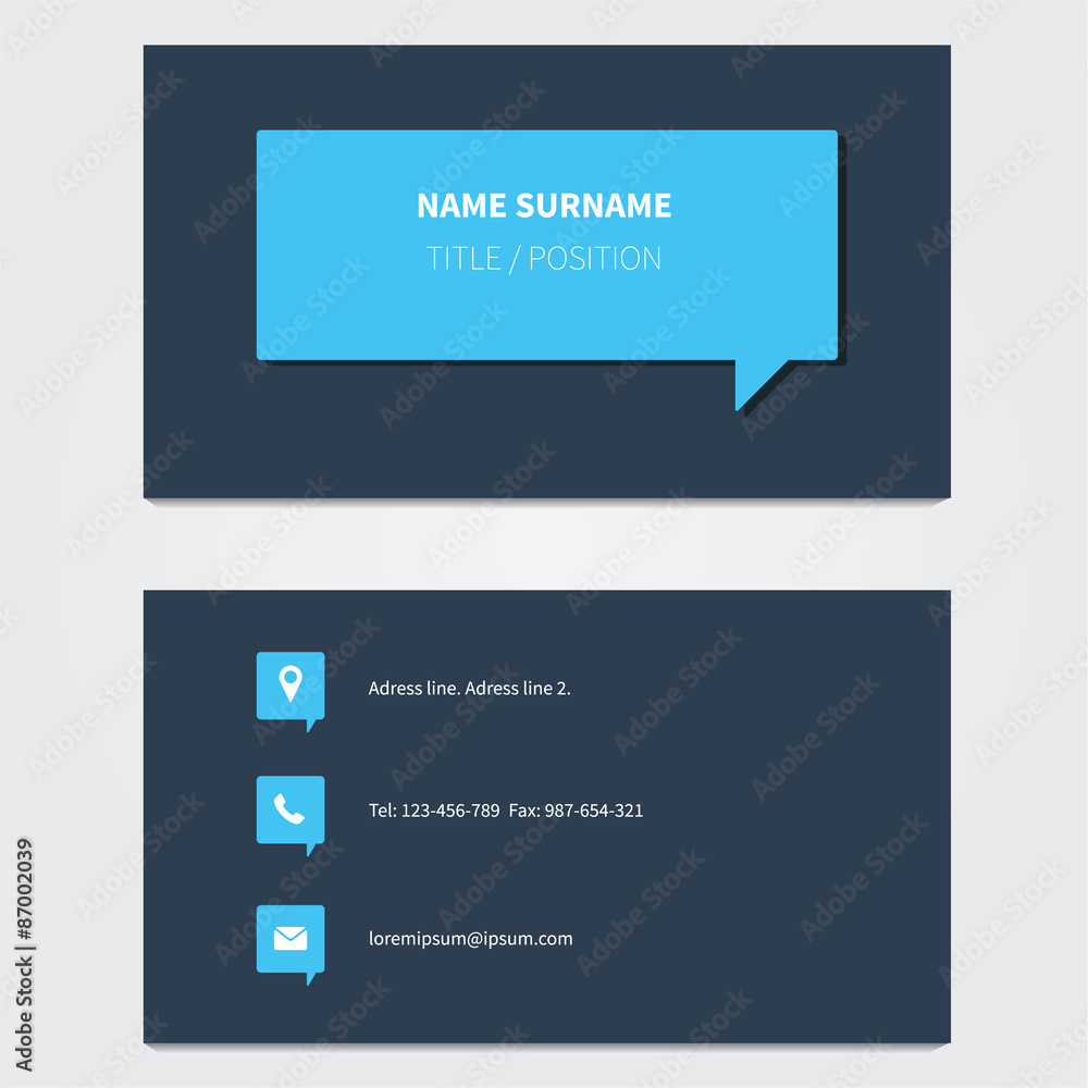 Modern business card template in blue Modern business card template in blue