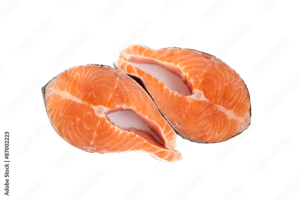 two raw salmon steakes two raw salmon steakes