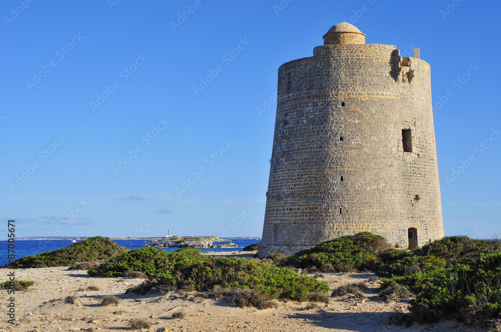 Torre de Ses Portes tower in Ibiza Island, Spain