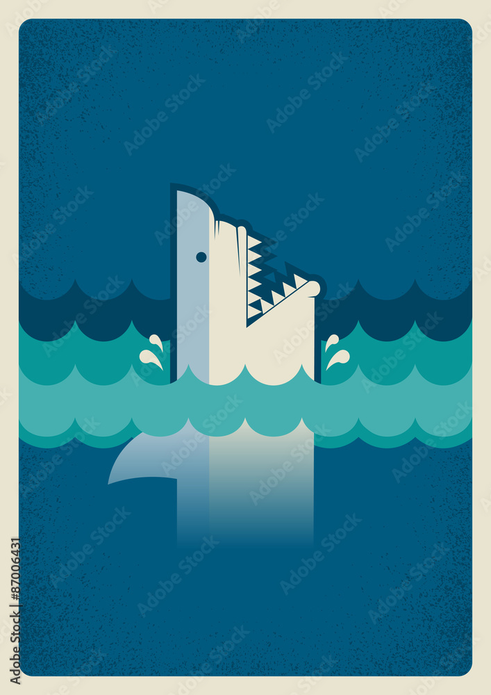 Fototapeta premium Shark poster.Vector background illustration for text