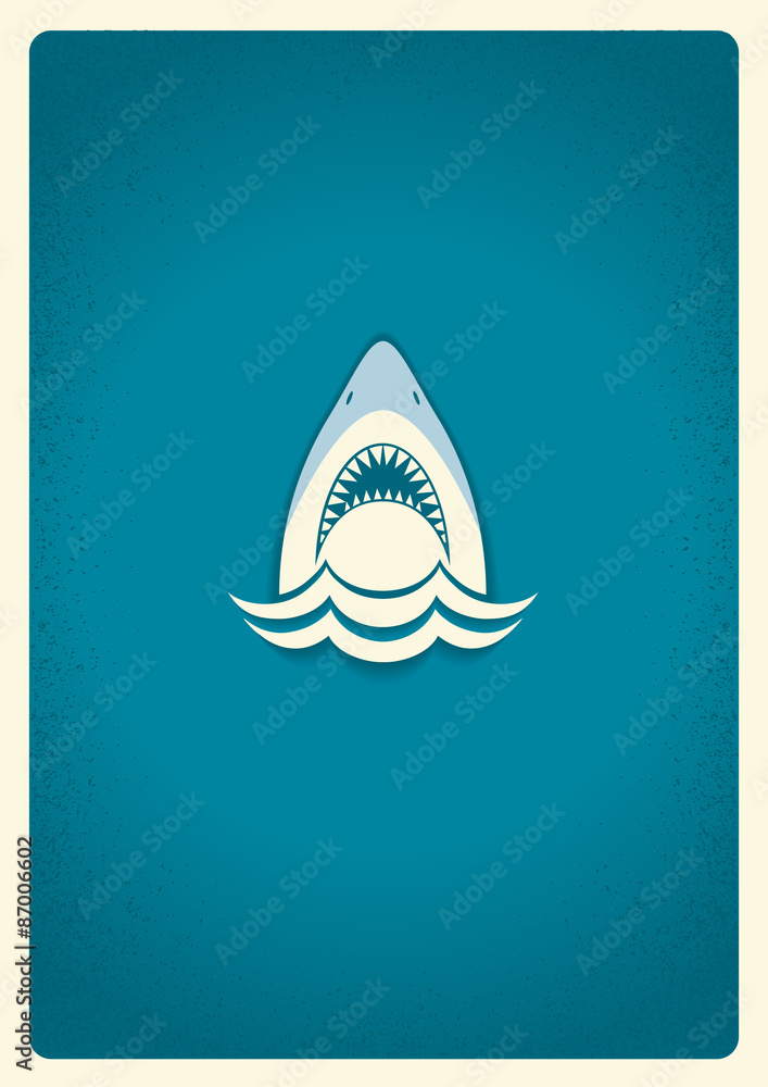 Naklejka premium Shark jaws logo.Vector blue symbol illustration