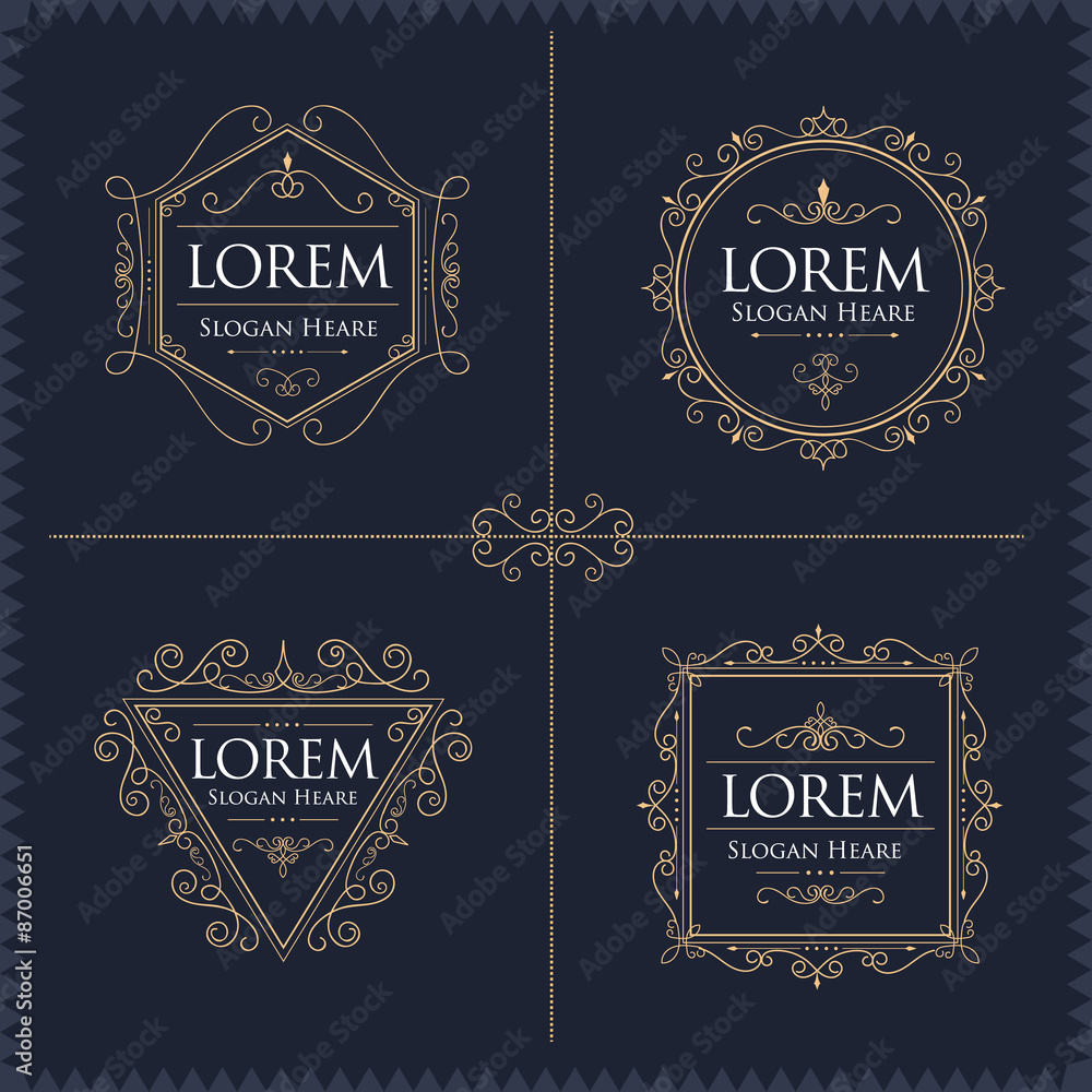 Luxury Logos Set template flourishes calligraphic elegant