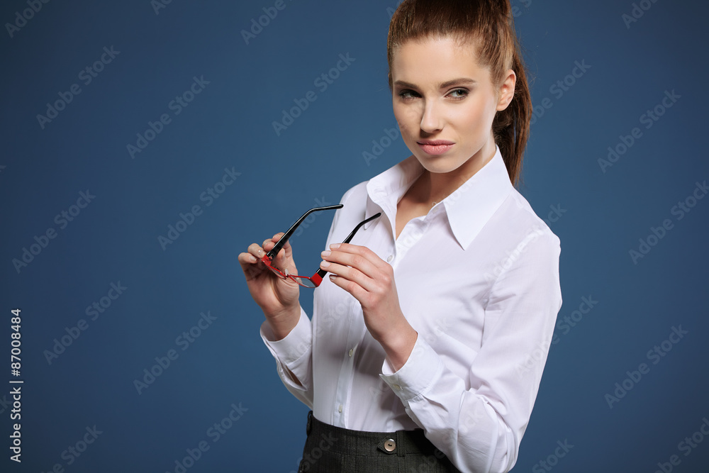 Cute young business woman with glasses Cute young business woman with glasses