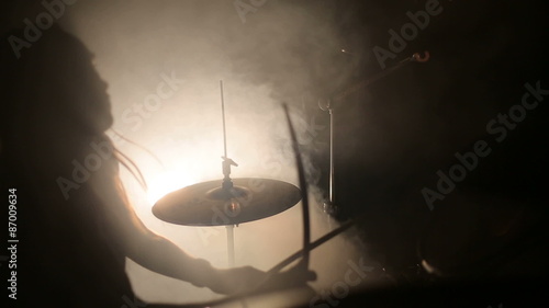 Rock band performing on stage heavy metal rock group