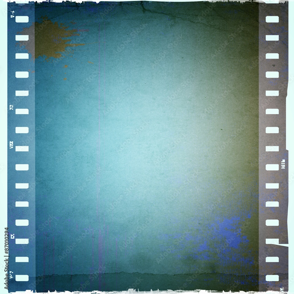 Obraz premium Vintage blue film strip frame
