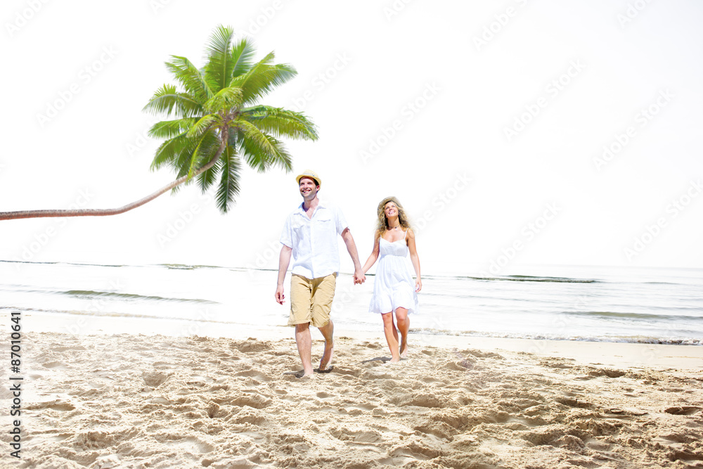 Honeymoon Couple Summer Beach Dating Concept Honeymoon Couple Summer Beach Dating Concept