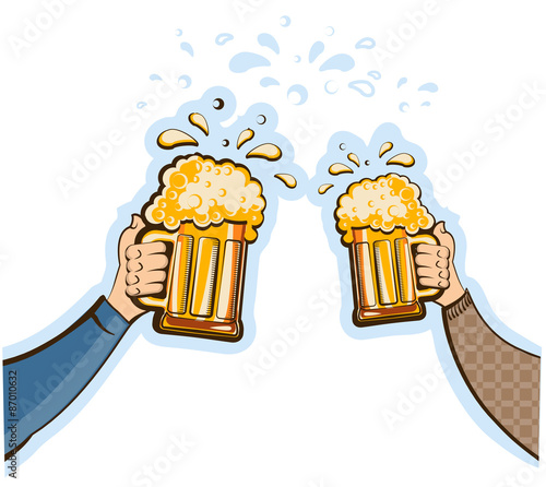 hands man with glasses of beer.Vector oktoberfest  illustration