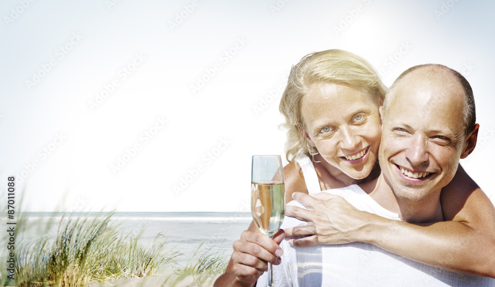 Honeymoon Couple Summer Beach Dating Concept Honeymoon Couple Summer Beach Dating Concept