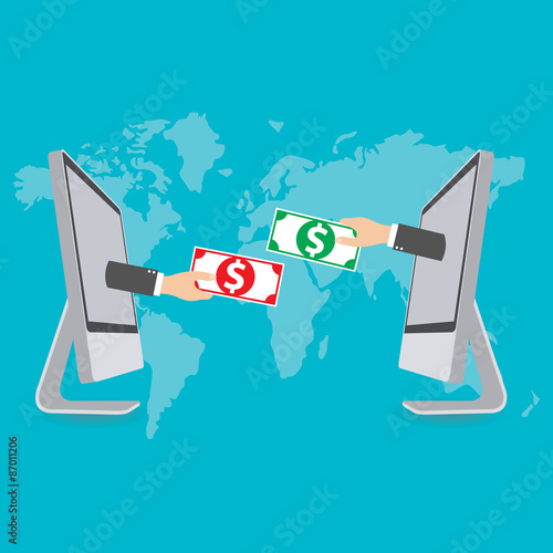 Money Exchange, Concept for e-commerce, vector