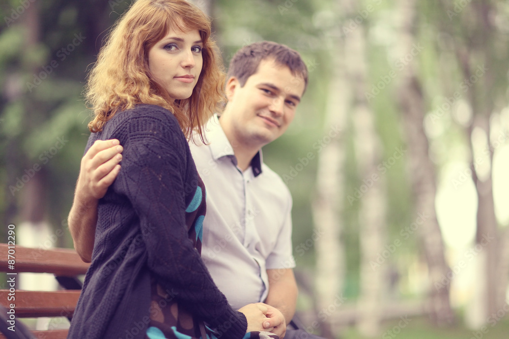 Fototapeta premium Young couple concept problem