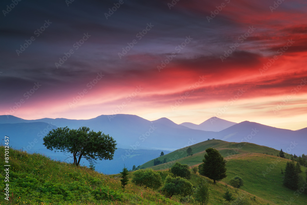evening mountain plateau landscape