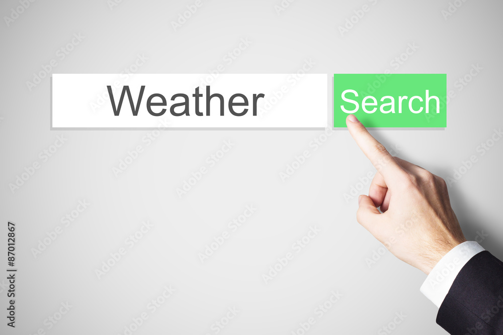 finger pushing green web search button weather finger pushing green web search button weather