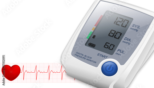 Blood Pressure Monitor with space for text and heartbeat, vector