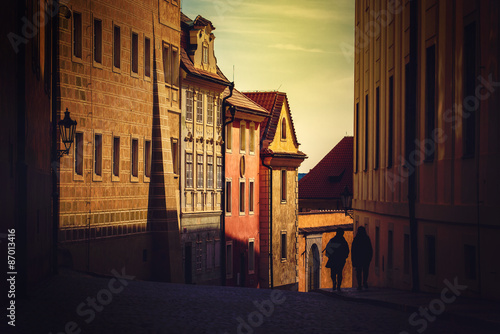 Photography Unrecognizable People on Prague Street in Early Morning