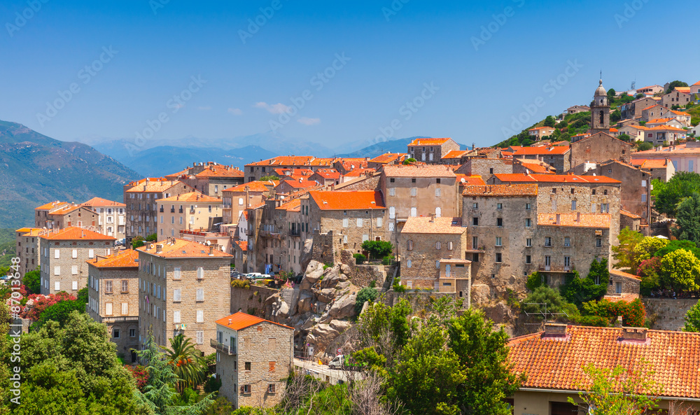 Town landscape. Sartene, Corsica, France