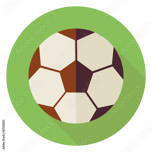 Flat Vector Sports Ball Soccer Football Circle Icon with Long Shadow