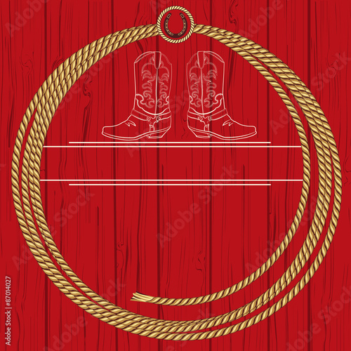 American background with cowboy boots and rope.