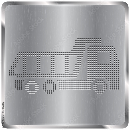Metal button with the truck for a construction company
