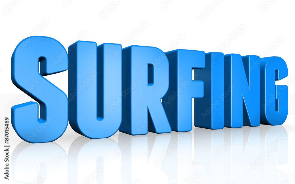 3D surfing text on white background 3D surfing text on white background