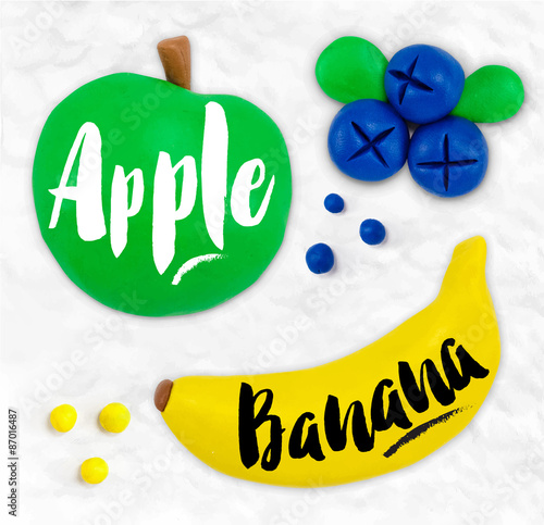 Plasticine fruits apple