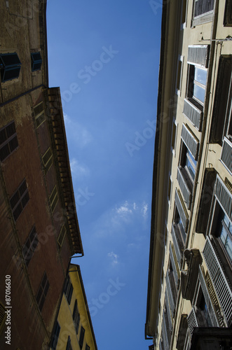 details historic buildings of Siena in Tuscany