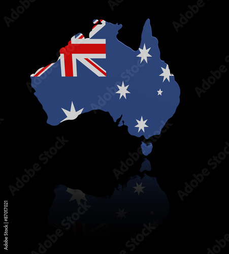 Australia map flag with reflection illustration