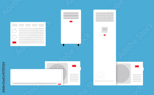 Set of airconditioners in flat style
