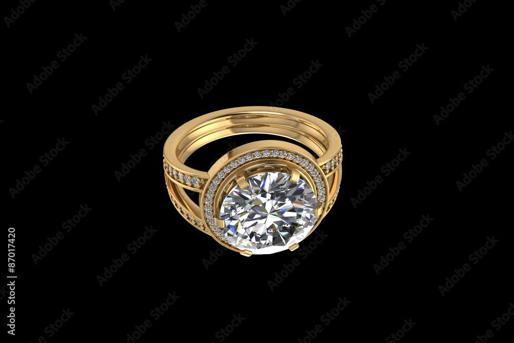 Gold Rings with Diamond on black background Gold Rings with Diamond on black background
