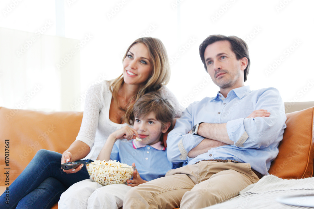 family watching movie