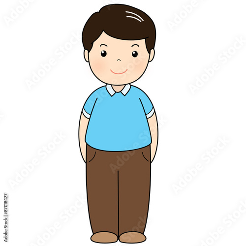 a man wear blue polo shirt standing vector