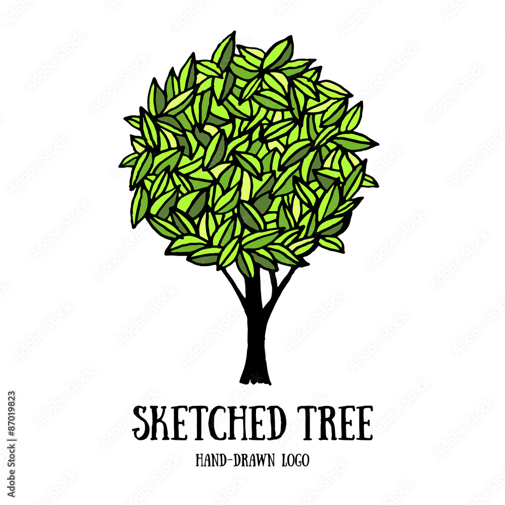 Obraz premium Hand-drawn tree logo template