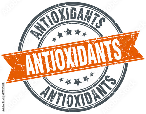antioxidants round orange grungy vintage isolated stamp