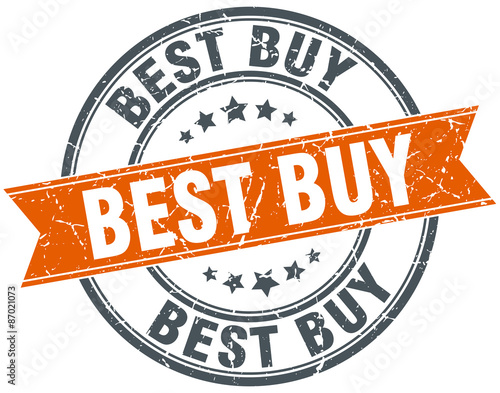 best buy round orange grungy vintage isolated stamp