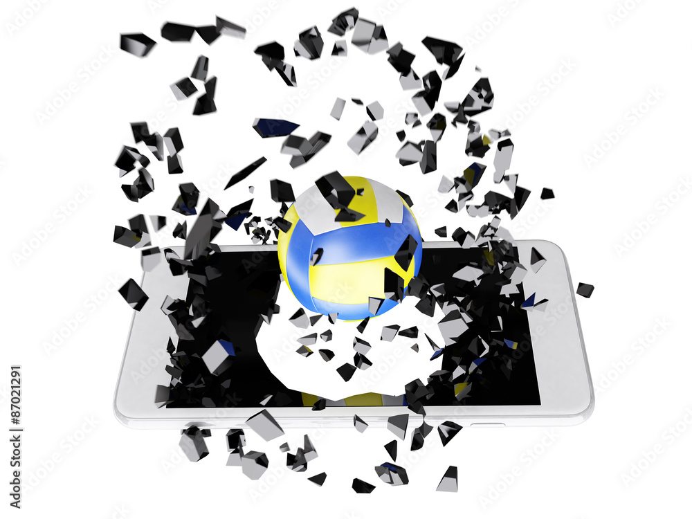 volleyball burst out of the smartphone