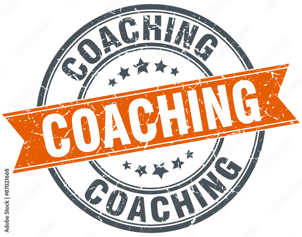Fototapeta premium coaching round orange grungy vintage isolated stamp