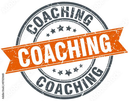 coaching round orange grungy vintage isolated stamp