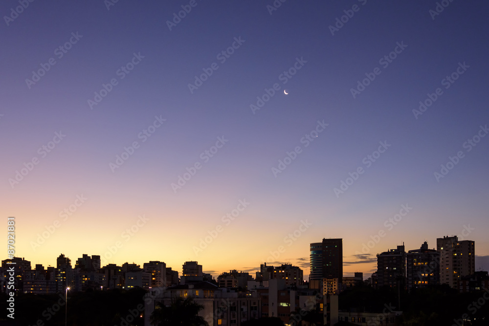Nightfall in the city of Porto Alegre