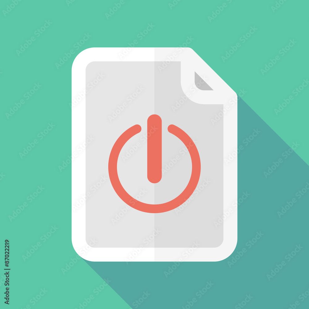 Long shadow document icon with an off button Long shadow document icon with an off button