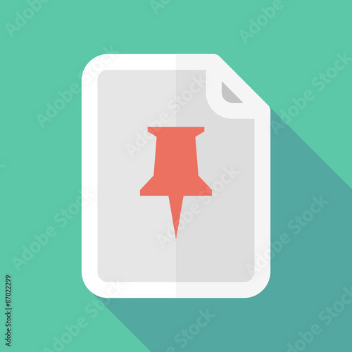 Long shadow document icon with a push pin
