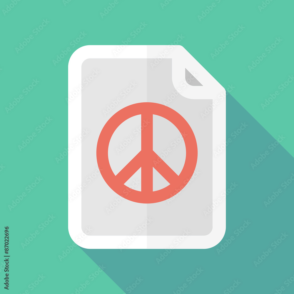 Long shadow document icon with a peace sign
