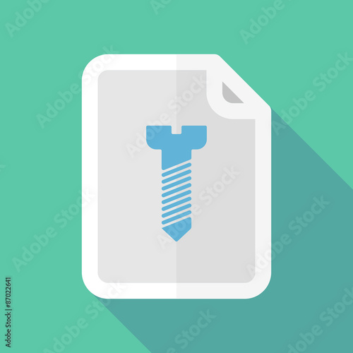 Long shadow document icon with a screw