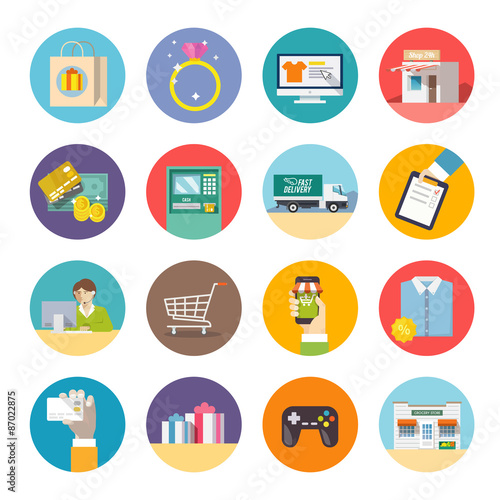 Modern flat icons set. Shopping. Online Shopping. Delivery.