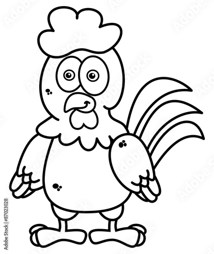 hen standing smiling for coloring
