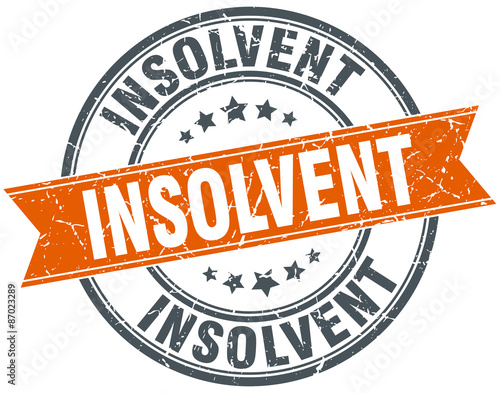 insolvent round orange grungy vintage isolated stamp