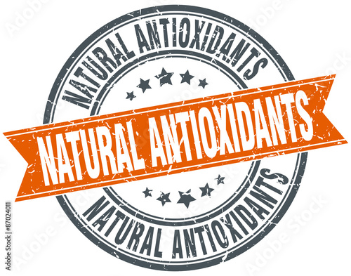 natural antioxidants round orange grungy vintage isolated stamp