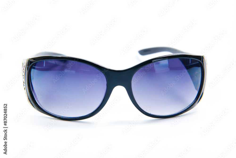 women's blue sunglasses isolated on white