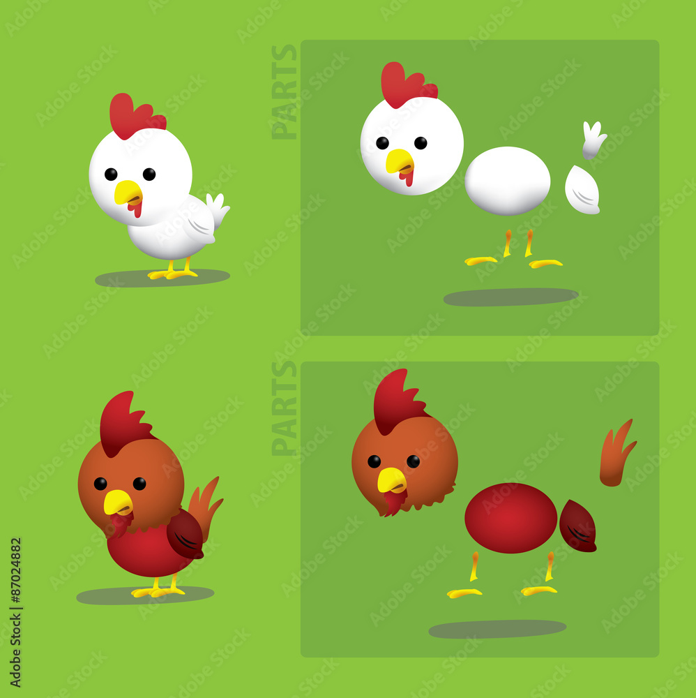 Naklejka premium Animal Farm Hen Rooster Vector Illustration