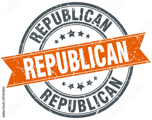 republican round orange grungy vintage isolated stamp