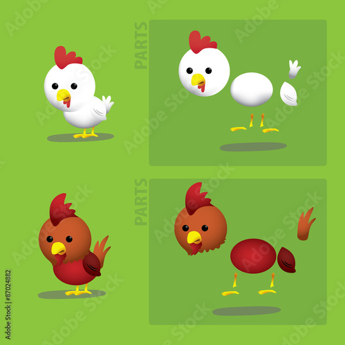 Animal Farm Hen Rooster Vector Illustration